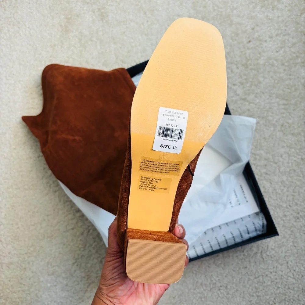 Fashion to Figure Cognac Suede Over The Knee Boot NWT Size 10W - Picture 3 of 4
